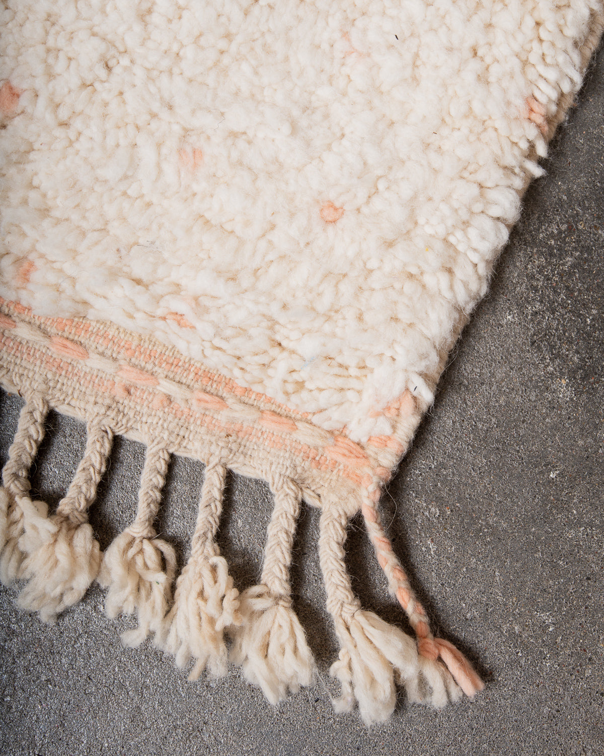 Modern, designer, handcrafted Berber rug from Morocco. Beniourain carpet with beautiful colours and patterns and fluffy wool texture.